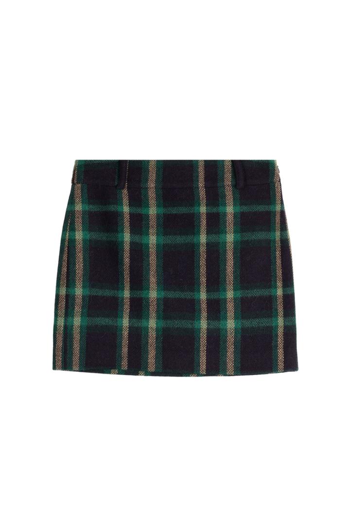 Polo Ralph Lauren Polo Ralph Lauren Wool-alpaca Tartan Skirt - Green