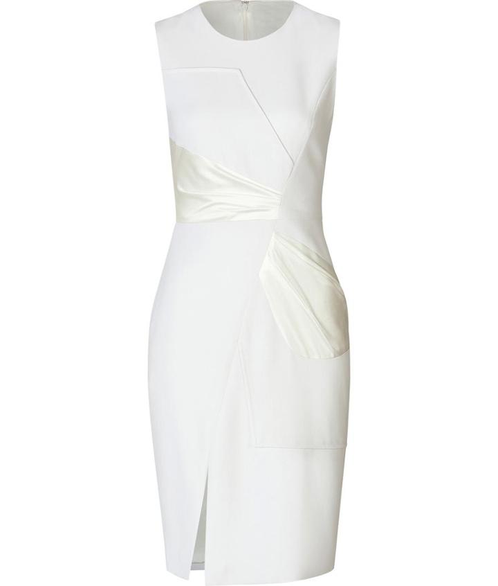 Prabal Gurung Wool-blend Sheath With Draped Panels