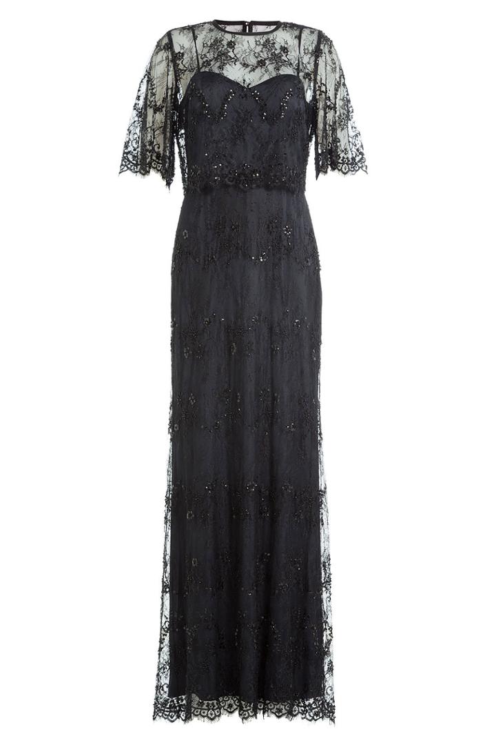 Catherine Deane Catherine Deane Floor Length Dress With Embellished Lace Overlay Top
