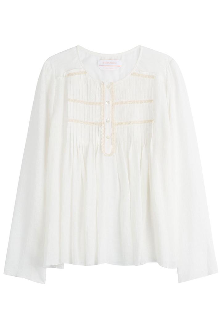 See By Chloé See By Chloé Cotton Peasant Top With Pleating