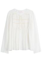 See By Chloé See By Chloé Cotton Peasant Top With Pleating - White