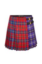 Versace Versace Plaid Wool Skirt With Leather Buckles