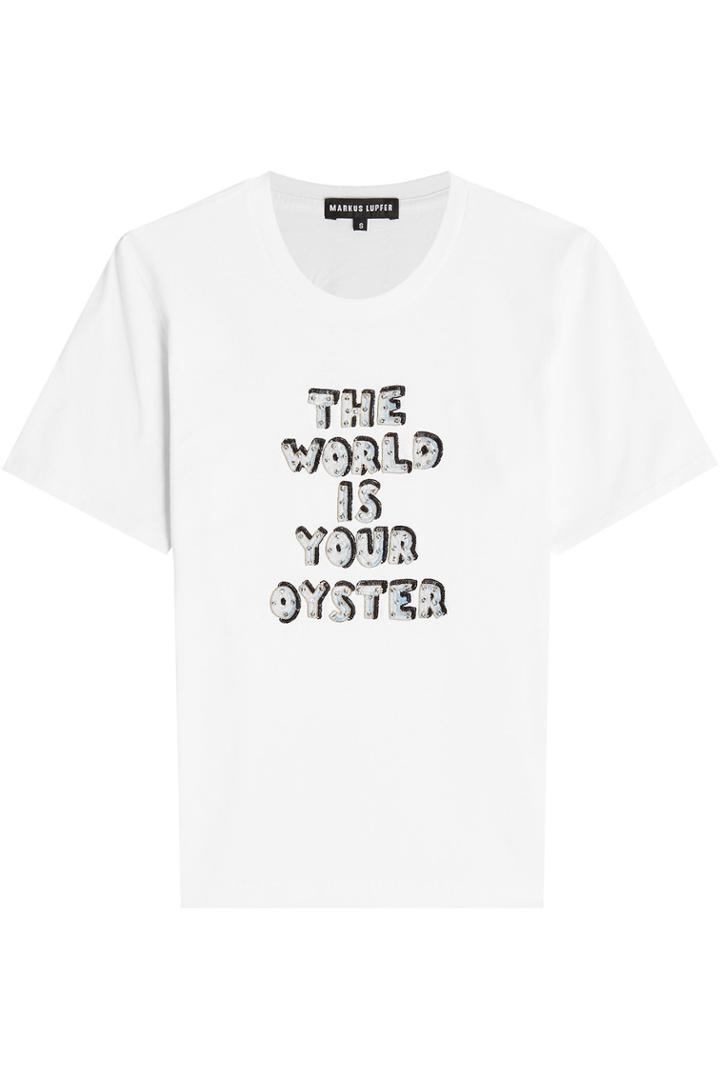 Markus Lupfer Markus Lupfer The World Is Your Oyster Printed Cotton T-shirt