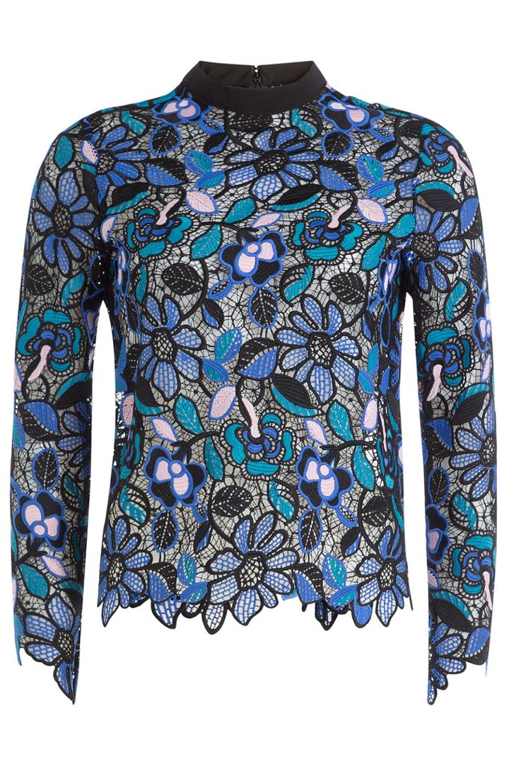 Self-portrait Self-portrait Garden Lace Top - Blue