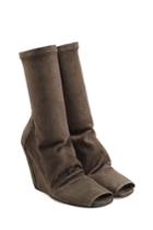 Rick Owens Rick Owens Suede Boots With Open Toe - Brown