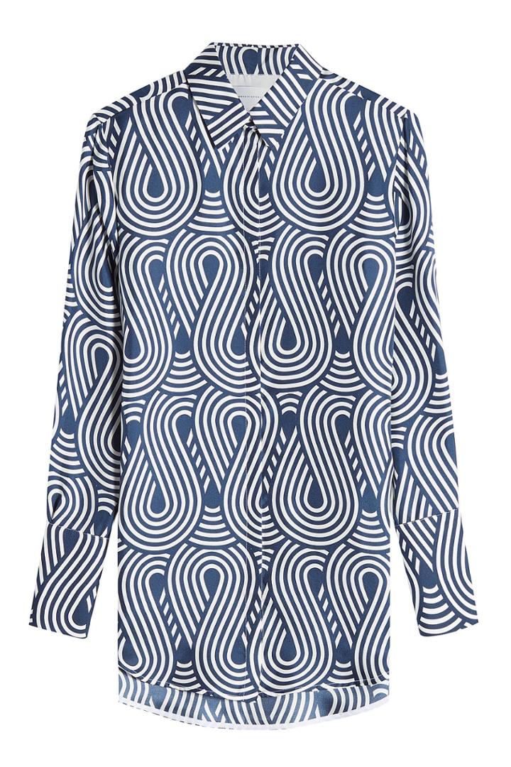 Victoria, Victoria Beckham Victoria, Victoria Beckham Printed Silk Shirt With Contrast Cuff