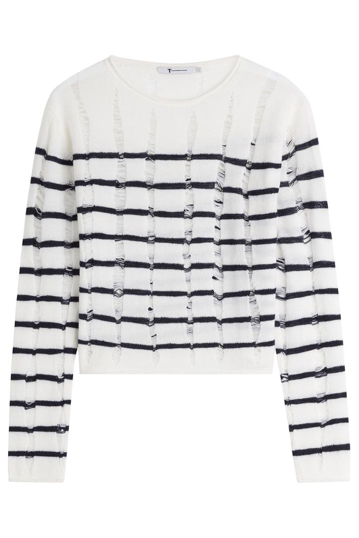T By Alexander Wang T By Alexander Wang Striped Wool Pullover - Black