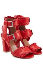 Laurence Dacade Laurence Dacade Ruffled Leather Sandals - Red