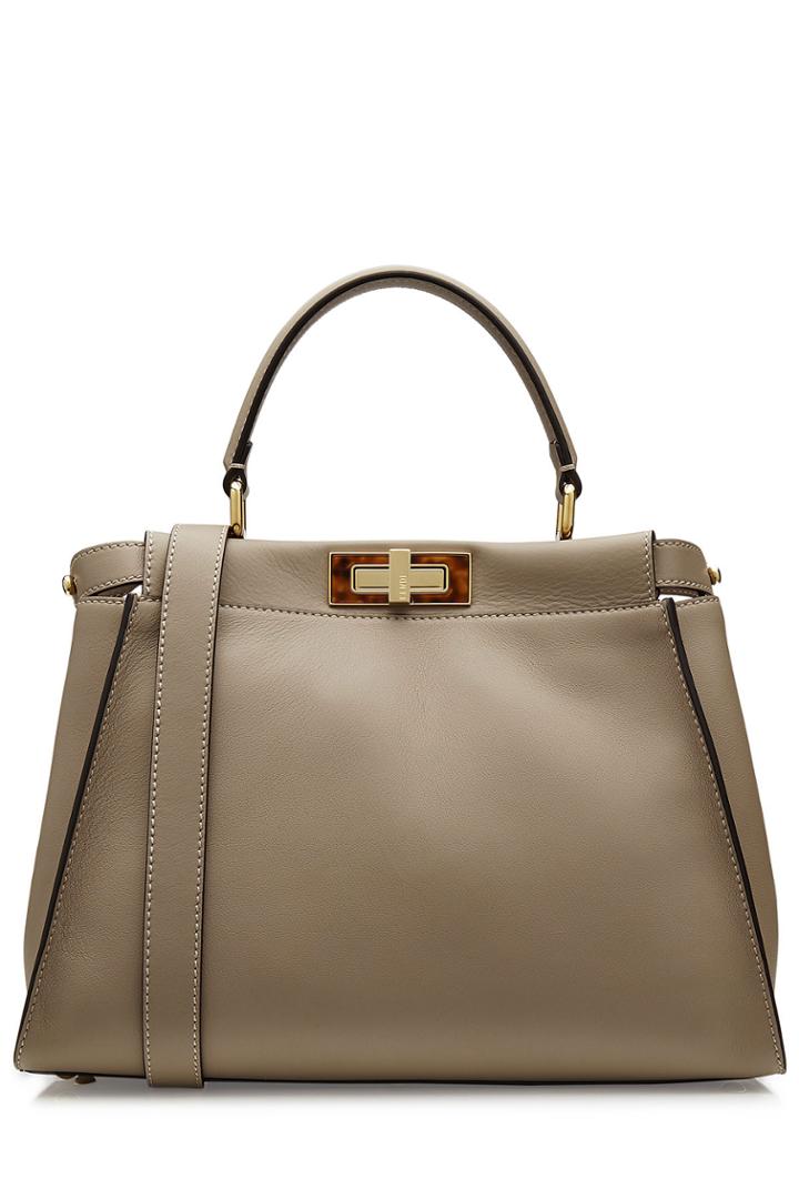 Fendi Fendi Peek-a-boo Leather Tote - Beige