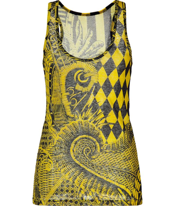 Balmain Black/yellow Linen Tank Top