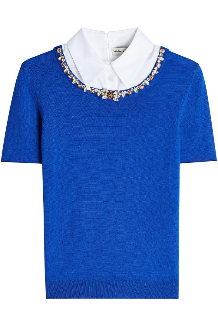 Mary Katrantzou Mary Katrantzou Embellished Wool Pullover With Collar