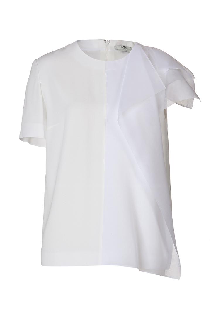 Fendi Fendi Crepe Top With Sheer Side Panel - White