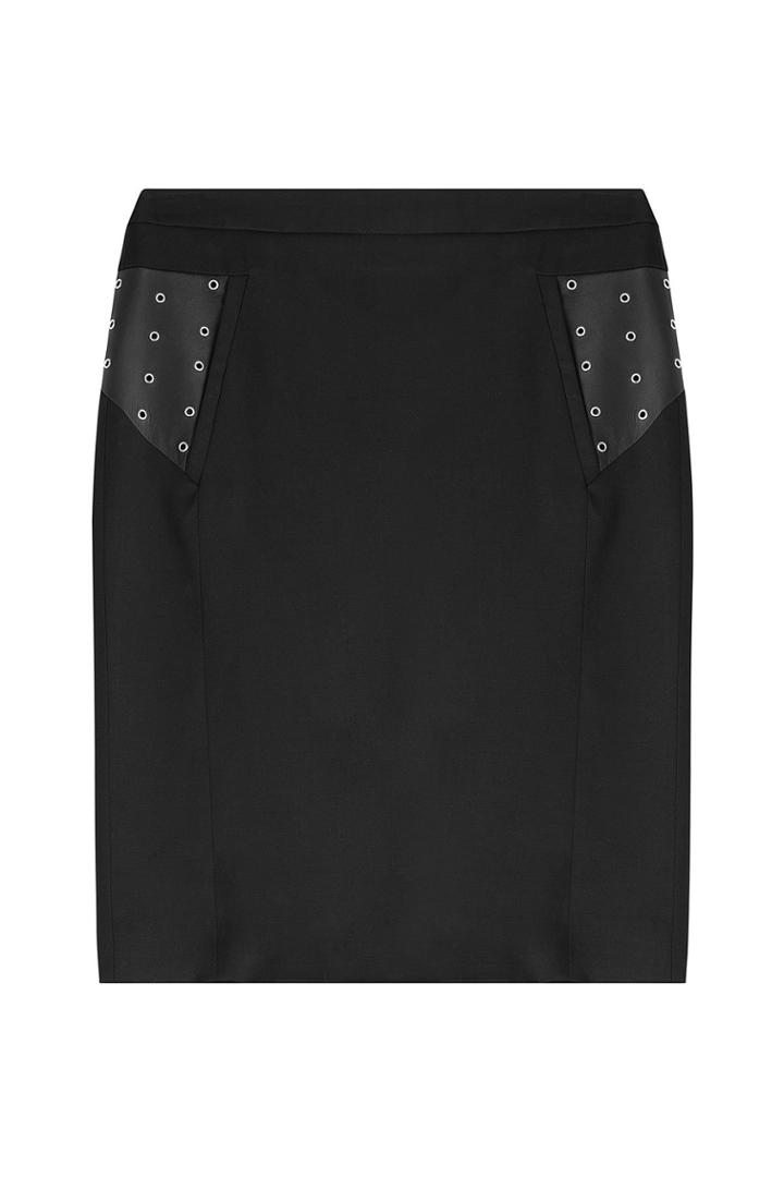 The Kooples The Kooples Wool Skirt With Eyelets - Black