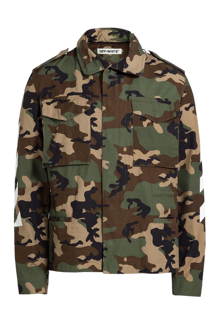 Off White Off White Printed Cotton Jacket - Green