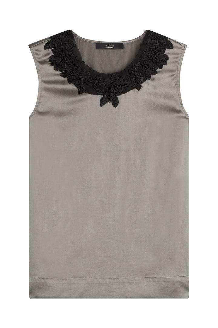 Steffen Schraut Steffen Schraut Silk Top With Lace - Grey