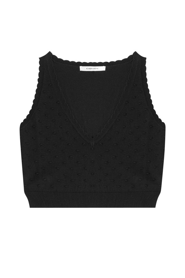 Carven Carven Scalloped Crop Top - Black