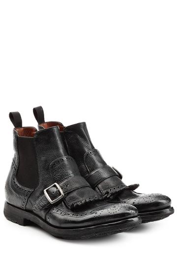 Churchs Churchs Leather Ankle Boots With Fringing - Beige