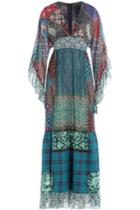 Anna Sui Anna Sui Silk Woodblock Print Dress With Sheer Trim - Multicolor