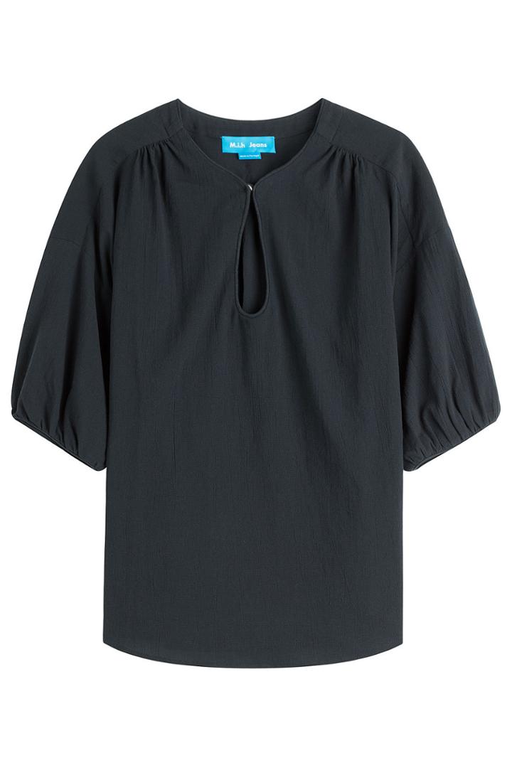 M I H M I H Cotton Top With Gathered Shoulder - Blue