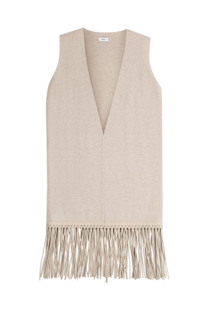 Vince Vince Wool-cashmere Vest With Leather Fringe
