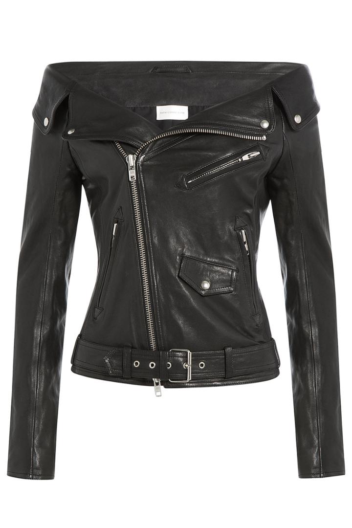 Faith Connexion Faith Connexion Bardot Leather Jacket - Black