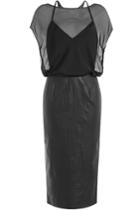 Tamara Mellon Tamara Mellon Leather And Silk Dress - Black