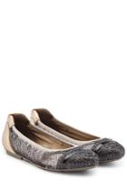 Hogan Hogan Leather Ballerinas With Glitter And Sequins - Gold