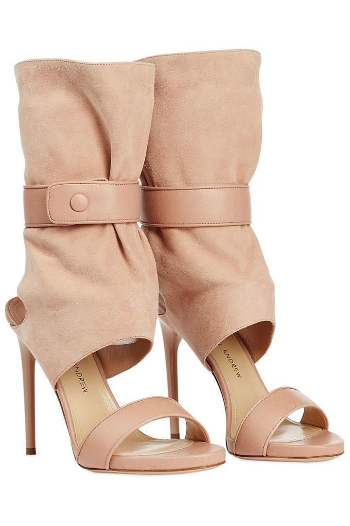 Paul Andrew Paul Andrew Leather And Suede Open-toe Boots