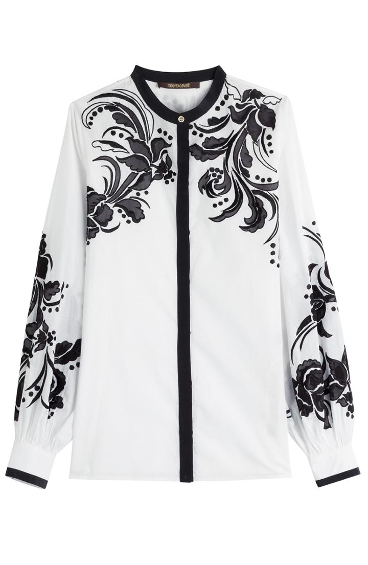 Roberto Cavalli Embroidered Cotton Blouse