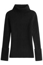 Valentino Valentino Ribbed Turtleneck With Wool And Cashmere - Black