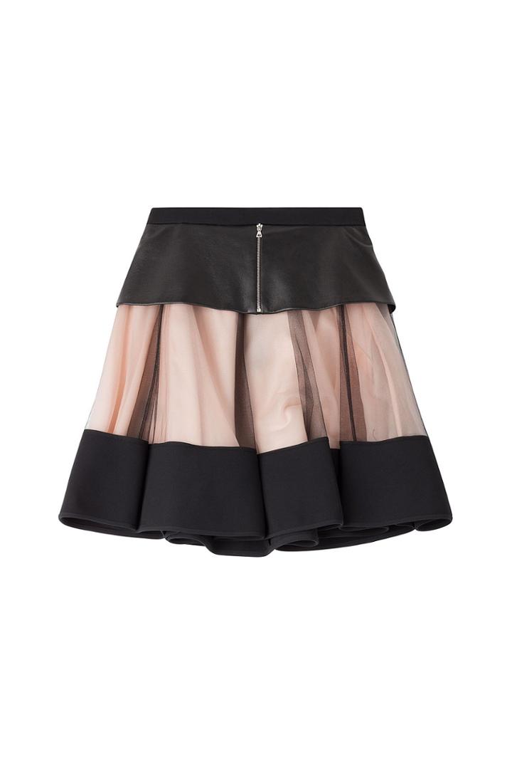 David Koma David Koma Flared Skirt With Leather And Tulle