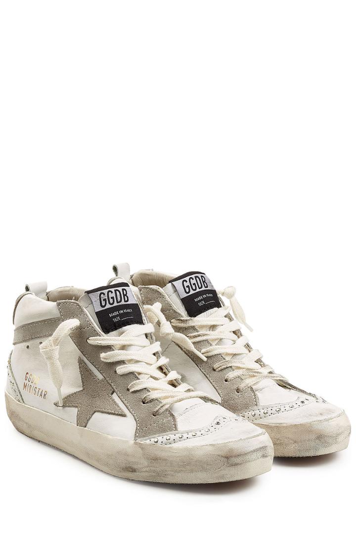 Golden Goose Golden Goose Leather And Suede Mid Star Sneakers