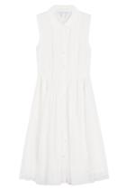 Diane Von Furstenberg Diane Von Furstenberg Sleeveless Shirtdress With Lace Eyelet Paneling - White