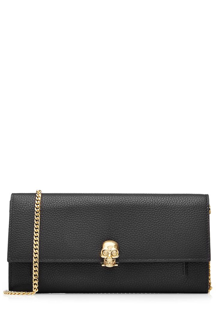 Alexander Mcqueen Alexander Mcqueen Leather Wallet With Chain Strap - Black