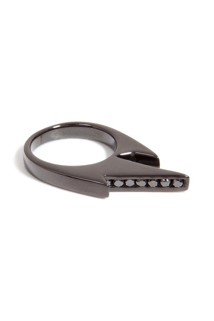 Lynn Ban Lynn Ban Black Rhodium-plated Silver Jagged Knuckle Ring C - Black