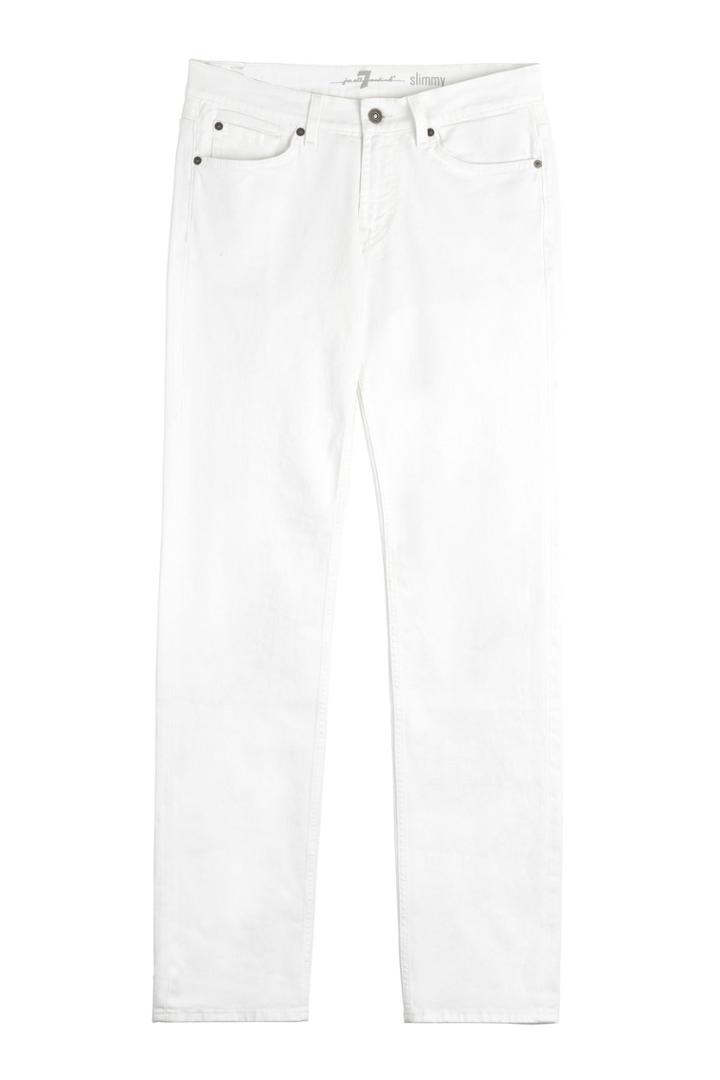 Seven For All Mankind Seven For All Mankind Stretch Cotton Straight Leg Jeans - White