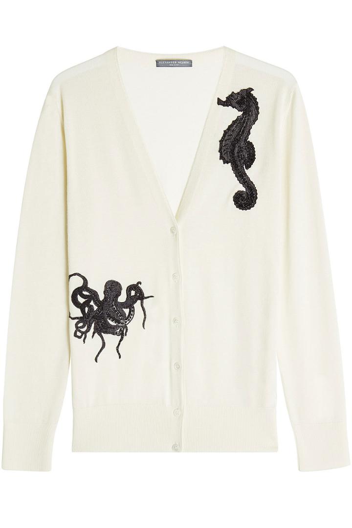 Alexander Mcqueen Alexander Mcqueen Embellished Cashmere And Silk Cardigan