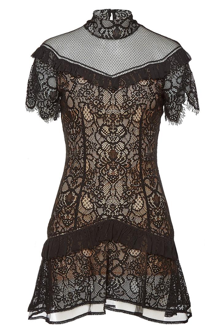Jonathan Simkhai Jonathan Simkhai Mixed Lace Mockneck Mini Dress