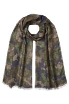 Valentino Valentino Printed Scarf With Cashmere And Silk - Green