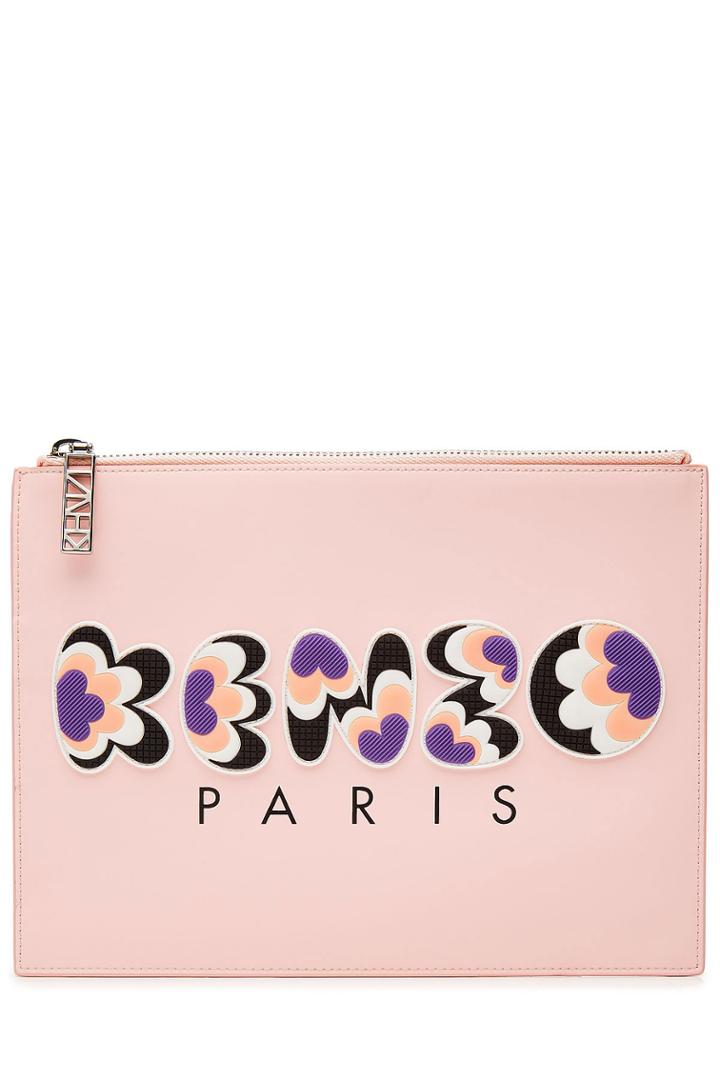 Kenzo Kenzo Leather Clutch With Logo - Rose