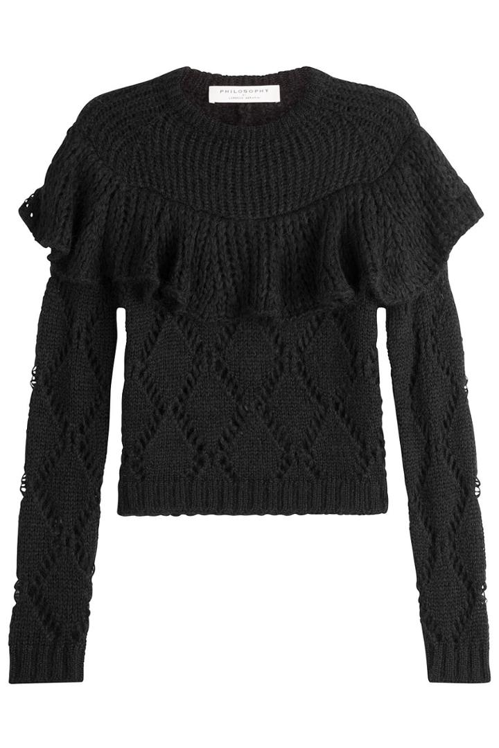 Philosophy Di Lorenzo Serafini Philosophy Di Lorenzo Serafini Ruffled Pullover With Mohair - Black