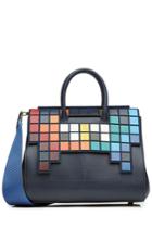 Anya Hindmarch Anya Hindmarch Space Invaders Soft Ephson Small Leather Tote - Blue