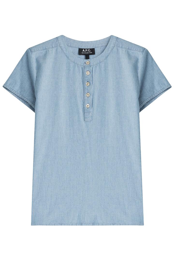 A.p.c. A.p.c. Cotton Henley Shirt - Blue