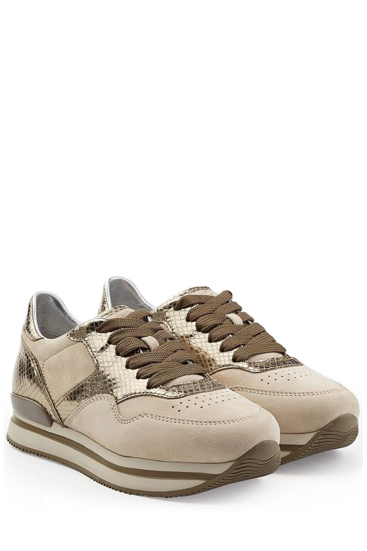 Hogan Hogan Suede And Embossed Leather Platform Sneakers - Beige