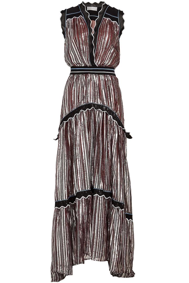 Peter Pilotto Peter Pilotto Metallic Chiffon Gown With Silk