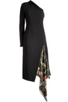 Off-white Off-white Asymmetric Dress With Printed Chiffon Insert