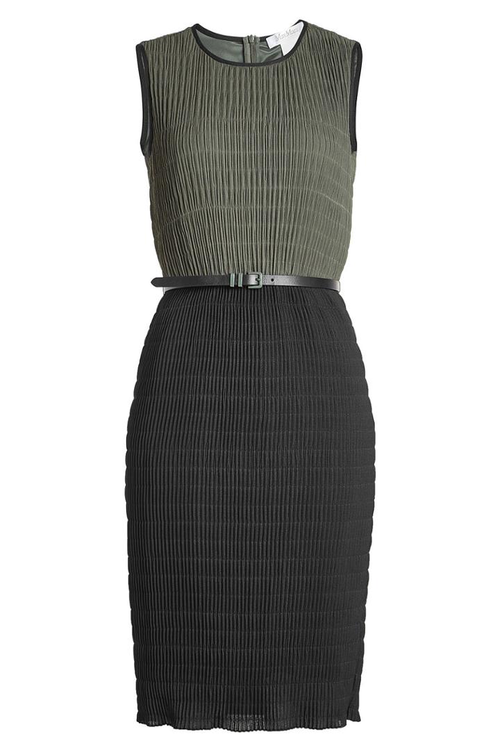 Max Mara Max Mara Textured Dress With Leather Belt