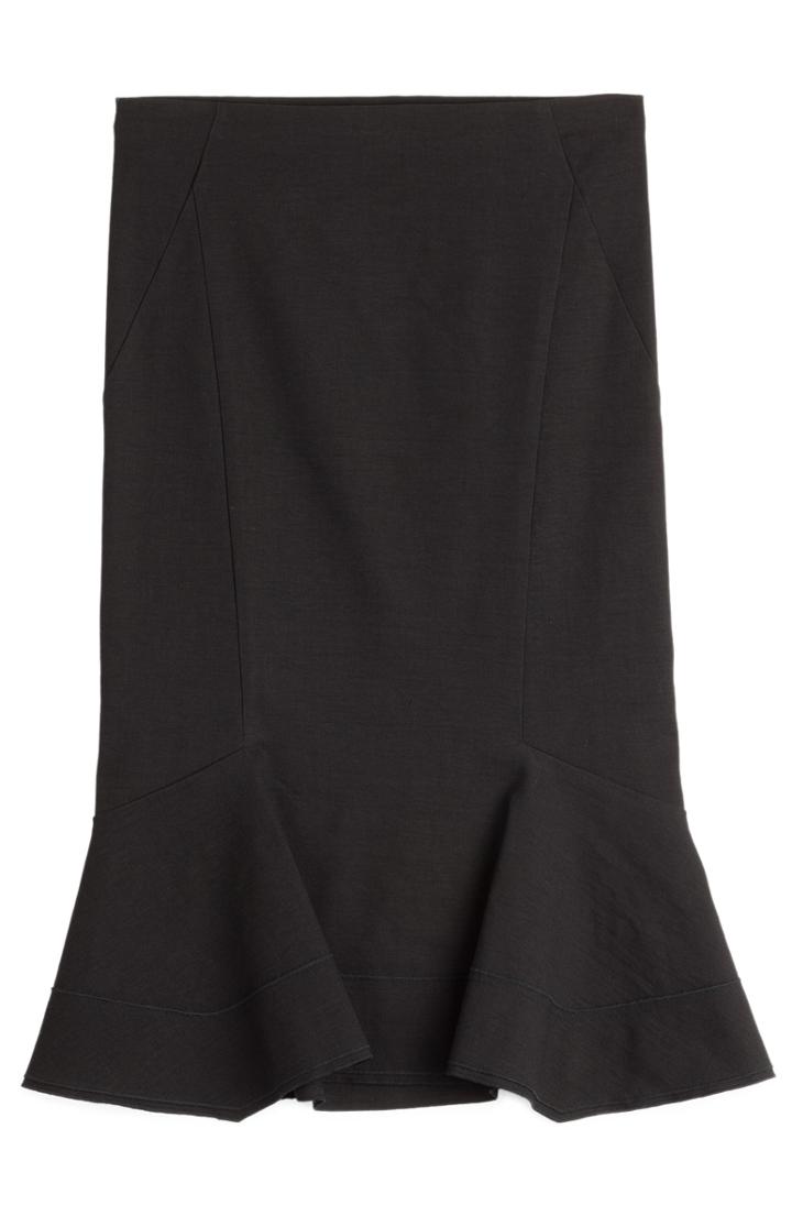 Donna Karan New York Linen Blend Skirt With Ruffles