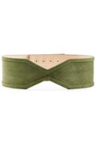 Balmain Balmain Suede Belt With Embossed Buttons - Green