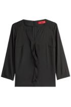 Hugo Hugo Silk Blouse With Ruffle - Black